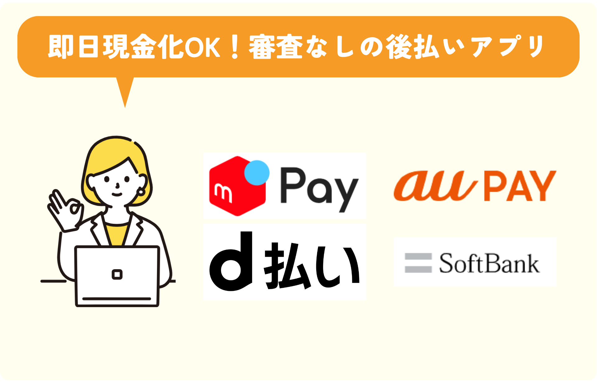 即日現金化が叶う審査なしの後払いアプリ4選!