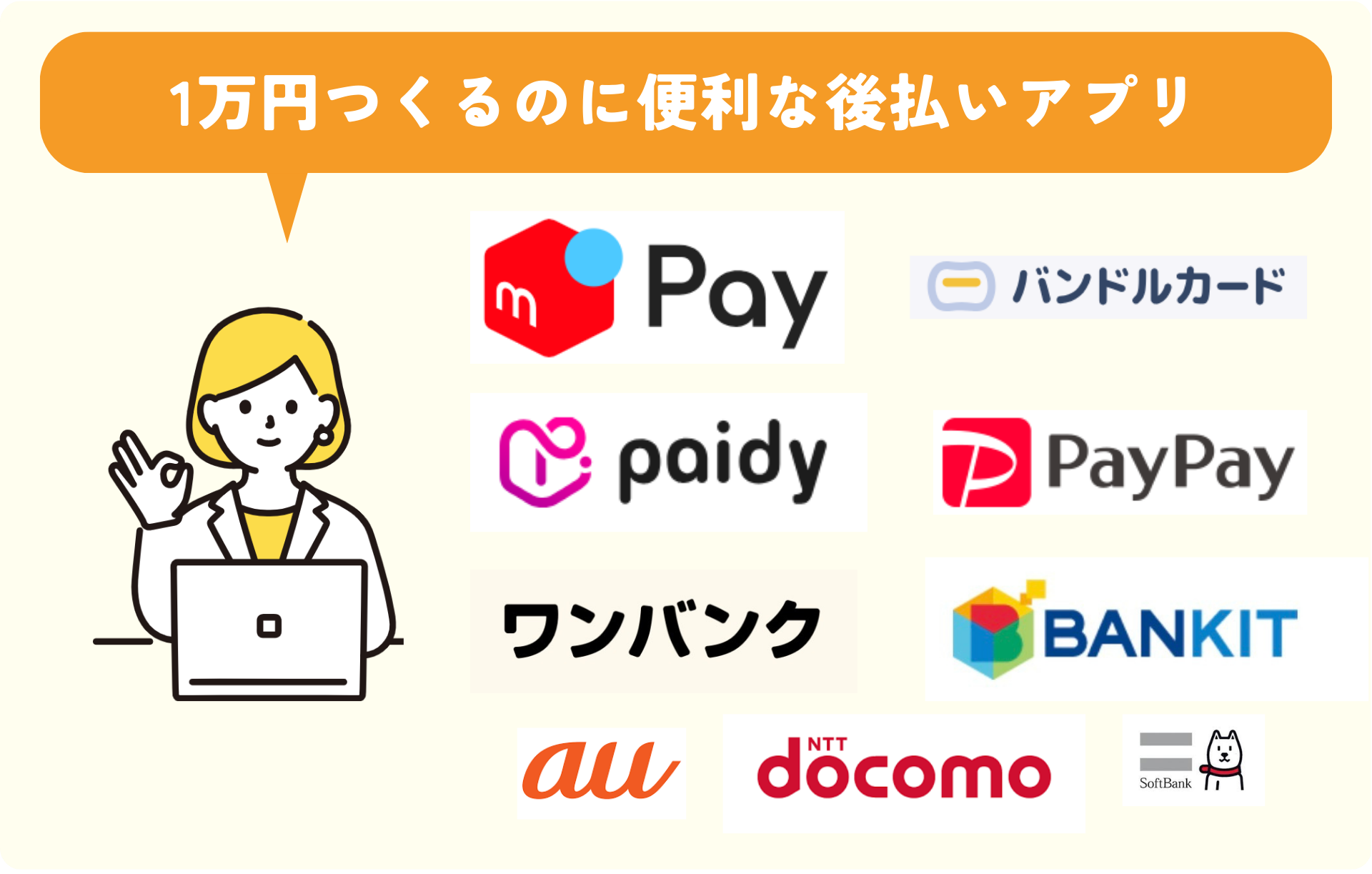 1万円つくるのに便利な後払いアプリ