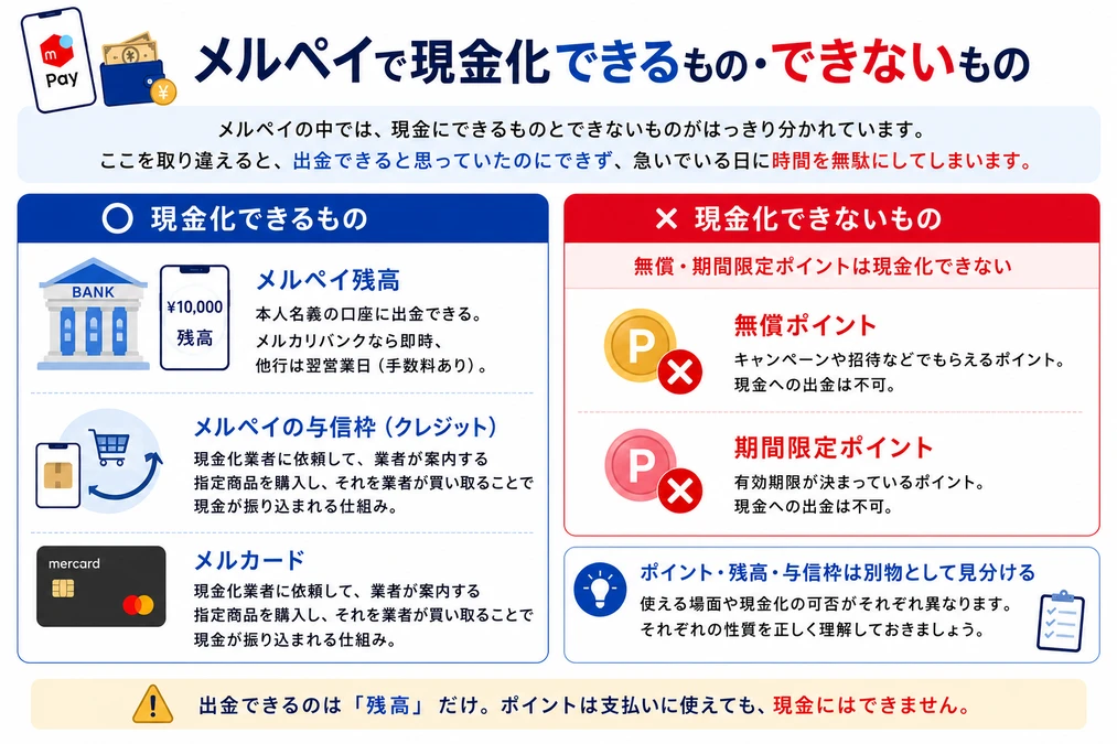 メルペイで現金化できるものとできないものの見分け方