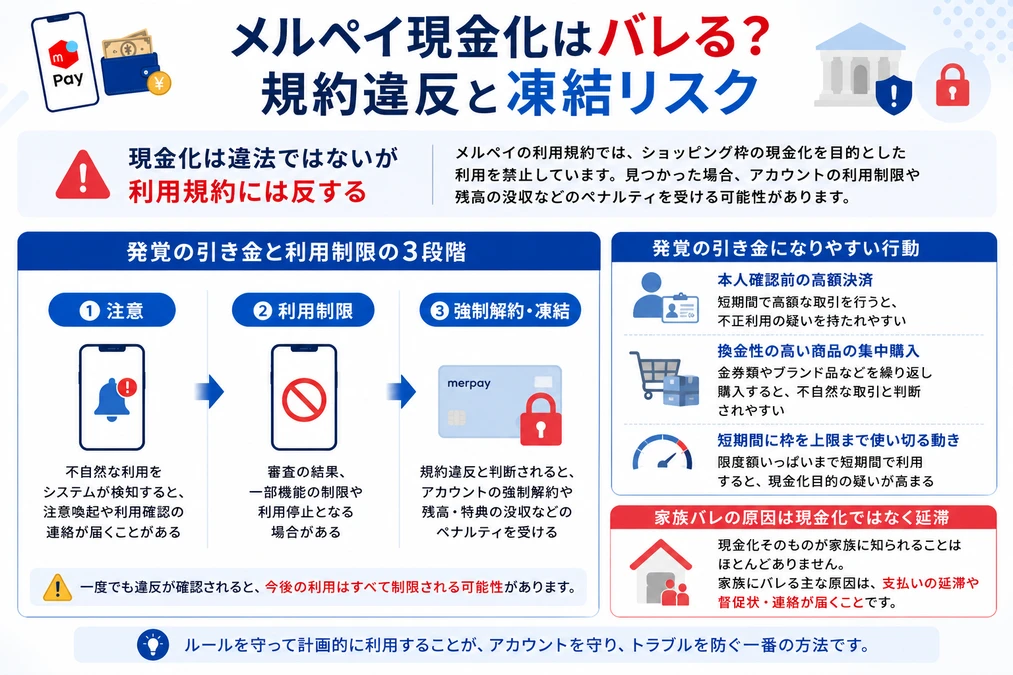 メルペイ現金化の規約違反と凍結リスク