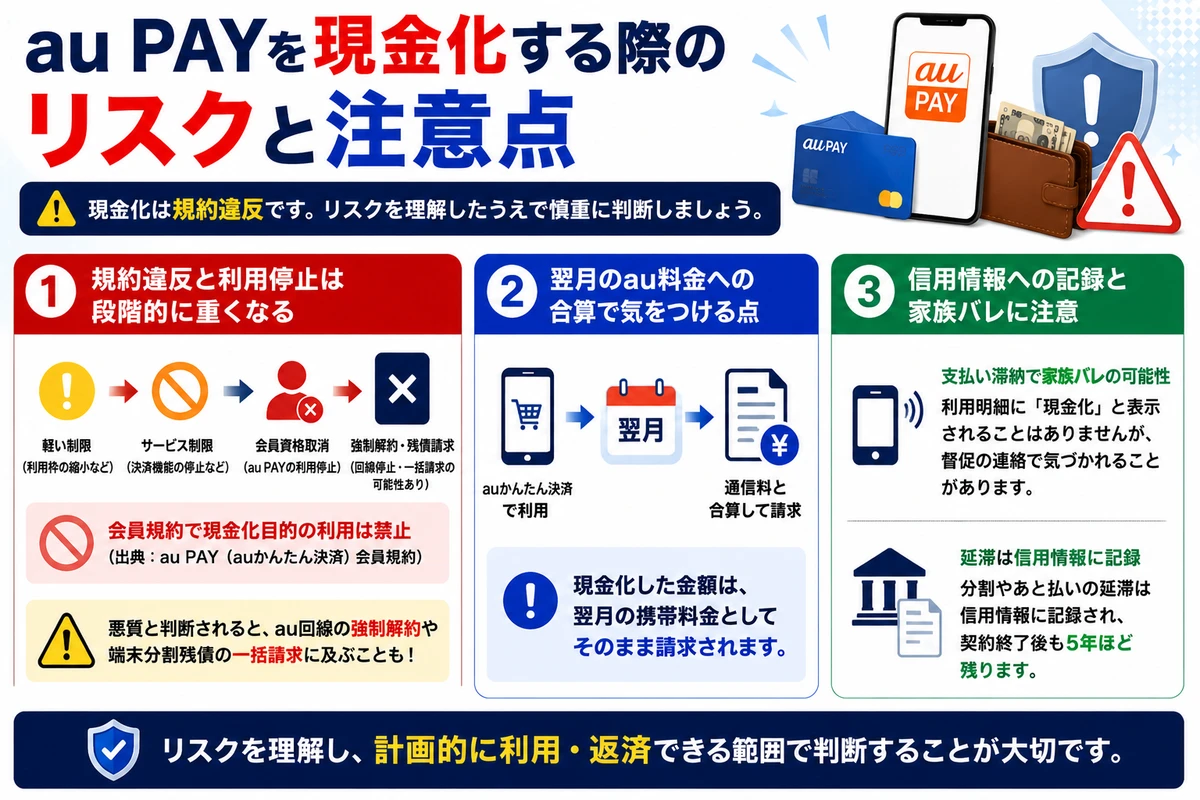 au PAYを現金化する際のリスクと注意点
