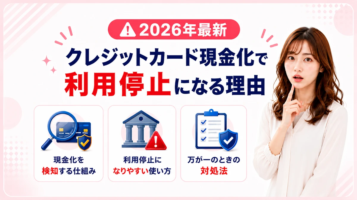 クレジットカード現金化で利用停止になる理由と対策を解説するアイキャッチ画像