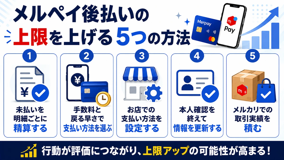 メルペイ後払いの上限を上げる5つの方法